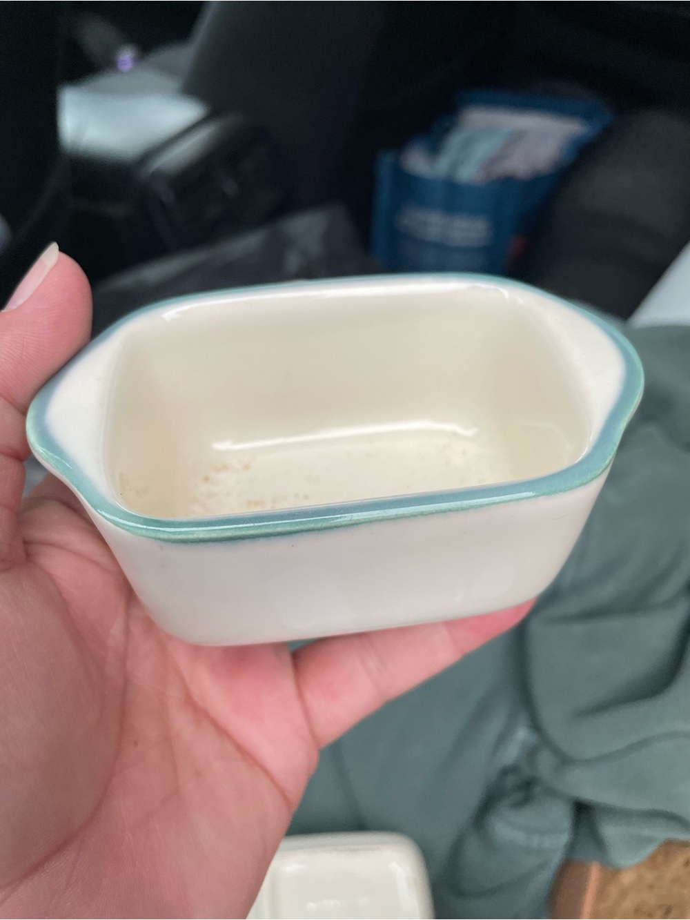 Pfaltzgraff Cream Mini Baking Dish with Teal Rim